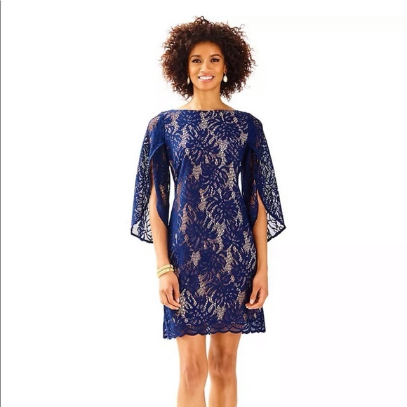 Worn Once! Lilly Pulitzer Bellmont Dress Navy XS - Picture 6 of 7